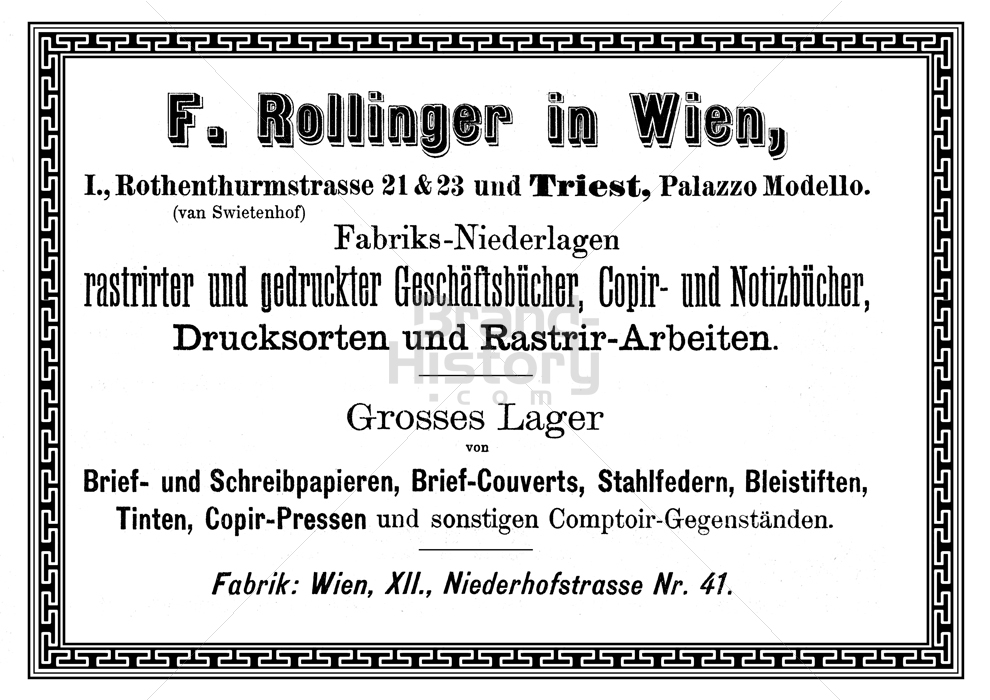 F Rollinger Wien Grosses Lager Von Brief Und Schreibpapieren