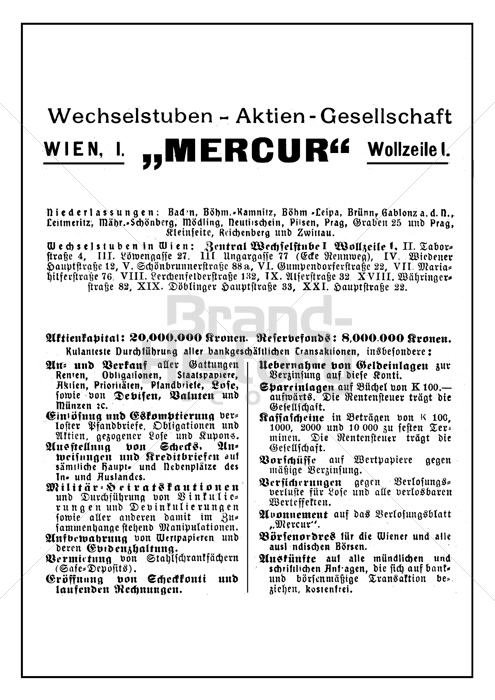 Wechselstuben-Aktien-Gesellschaft "MERCUR", WIEN