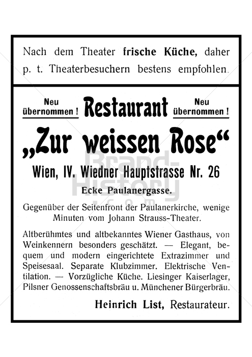 Restaurant "Zur weissen Rose", Wien